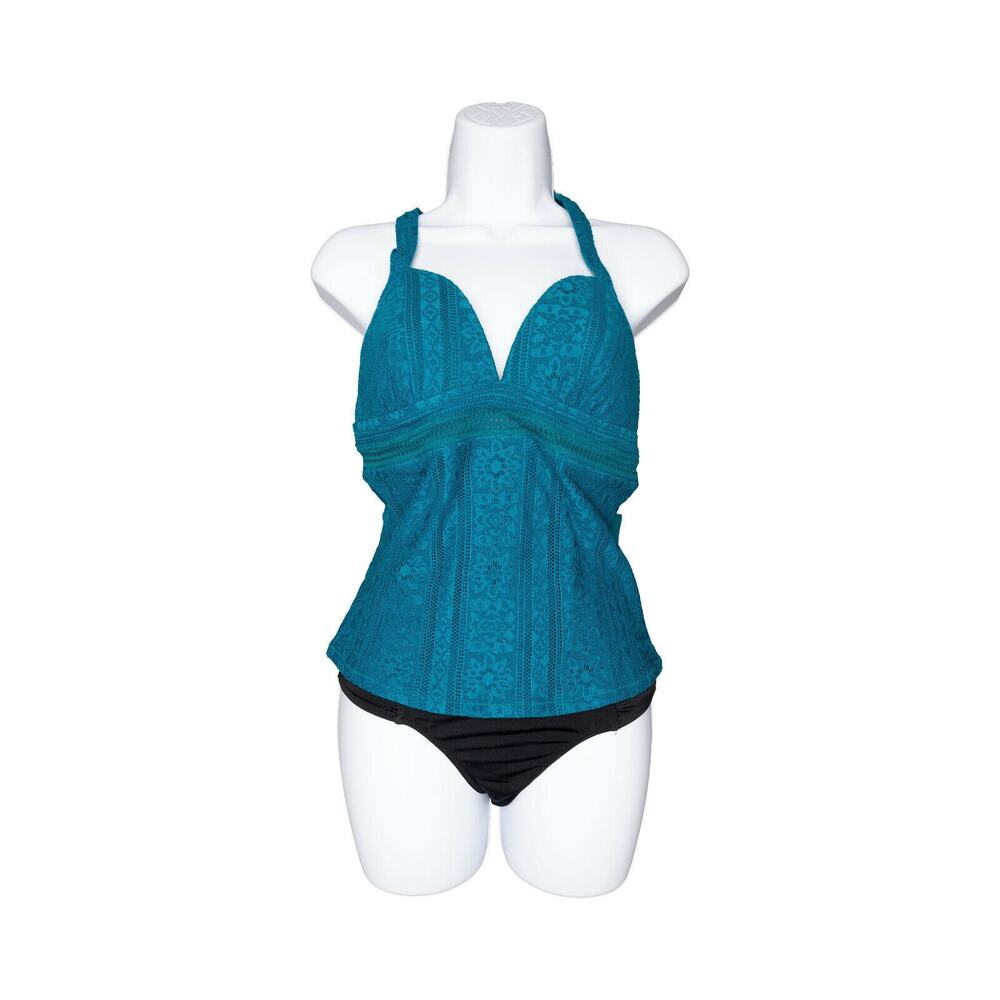 Jessica Simpson Lace Halter Tankini Top Teal Size S